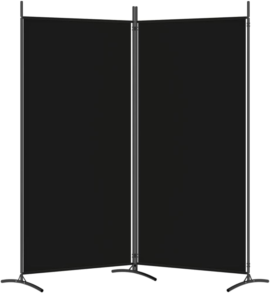 Room divider positioned at an angle to create a corner partition