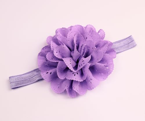 3pcs Cute Baby Bows Headband Chiffon Flower Girl Hairband for Toddler Newborn Infant Soft Elastic Hair Bow Accessories for Baby Birthday Party (Purple, Standard size)2
