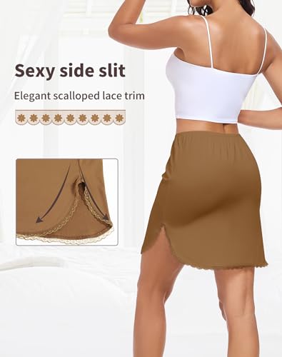 Image of Half Slips for Women Underskirt Short Mini Skirt with Floral Lace Trim