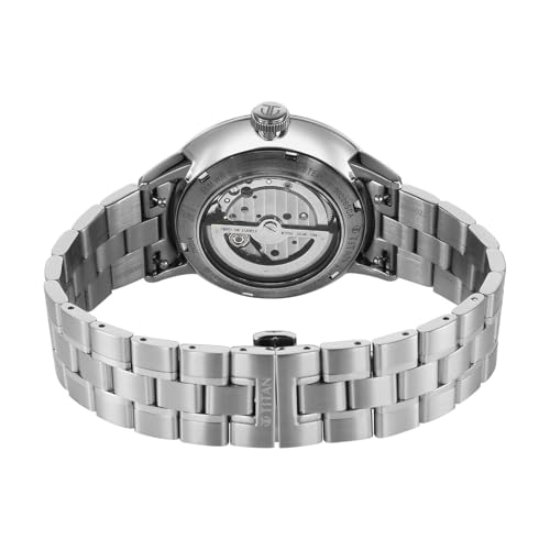 Image of Titan Orbital Open Heart Automatic Analog with Black Dial Silver Stainless Steel Strap Watch for Men - 90226SM01
