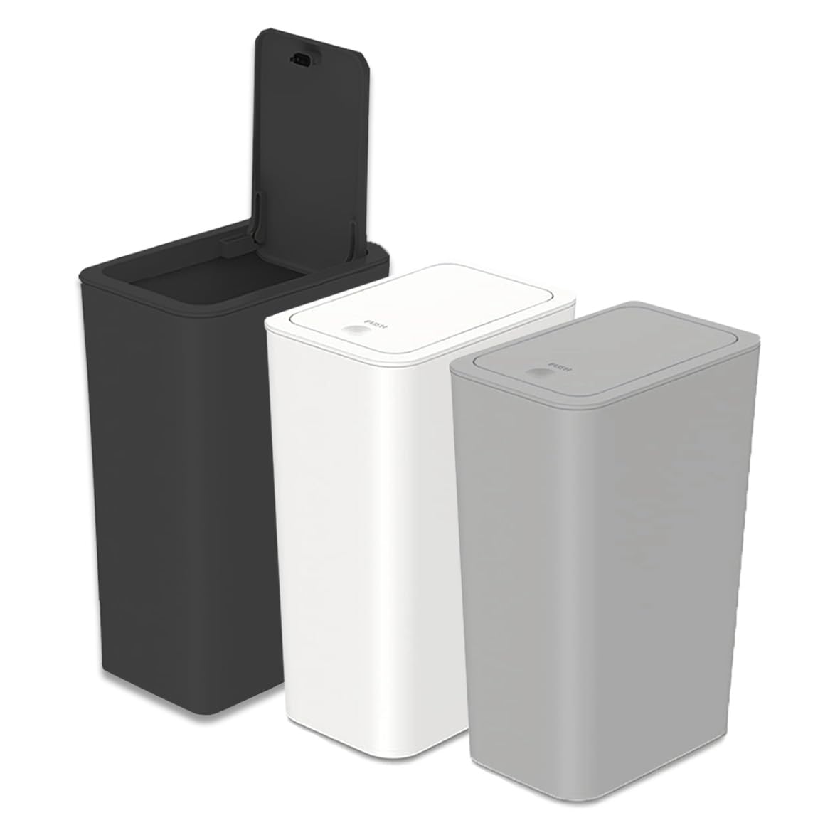 Pattumiera da 10 litri con coperchio pop-up. Piccolo cestino con coperchio, cestino per la spazzatura per cucina, camera da letto, ufficio, bagno, 3 pezzi