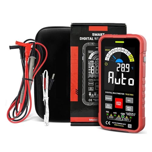 �X�}�[�g�}���`���[�^ 9999 �J�E���g TRUE RMS �f�W�^�� �X�}�[�g�I�[�g�����W 1000V 10A �e�X�^�[���[�^�[ �I�[�� �Ód�e�� REL �^�̎����l AC DC DMM(Red)