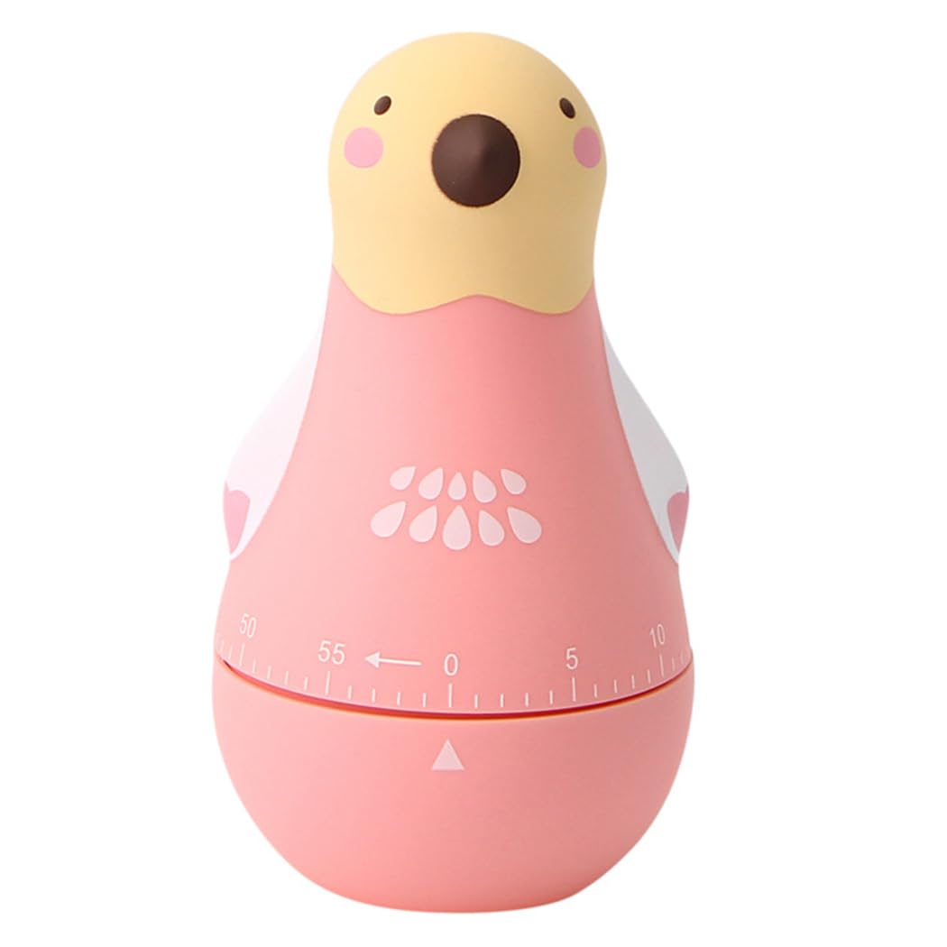 Timer Da Cucina Meccanico A Forma Di Uccellino – Simpatico Gadget Per Cottura E Giochi – Fino A 60 Minuti – Facile E Divertente (Rosa)
