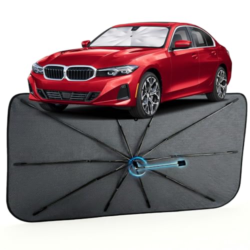 Image of Car Windshield Sun Shade for BMW 3 Series 2019-2026 -[Reflective Coated Fabric] Sunshade Umbrella for Front Window, Car Shades Sun Visor Keep Car Cool and Protects Interior, 1:1 Exact Fit