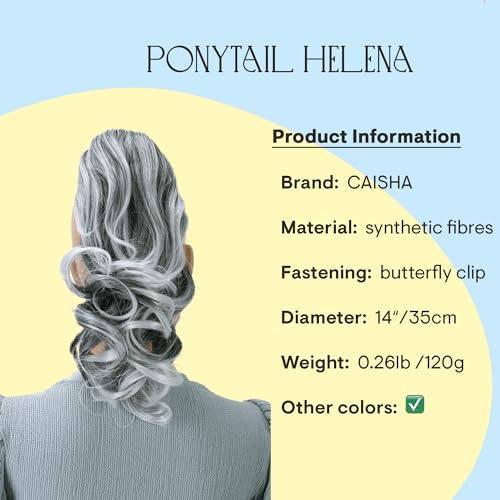 CAISHA 14" Wavy Clip On Ponytail With Butterfly Clip Hairpiece Heat-resistant Synthetic Fibres Gray Mix H126