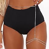 Chargances Rhinestone Thigh Leg Chain Sparkly Body Chains Crystal Waist Chains Sexy Beach Summer Shiny Adjustable Body Jewelry Accessory for Women and Girls