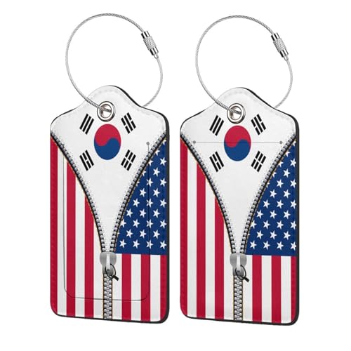 4 PCS South Korea Korean America Flag Funny Printed Zipper