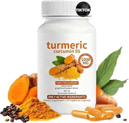 Turmeric Curcumin 1000mg with BioPerine Ginger & Bee Propolis - 95% Curcuminoids 120 Vegan Capsules for Joint & Antioxidant Support