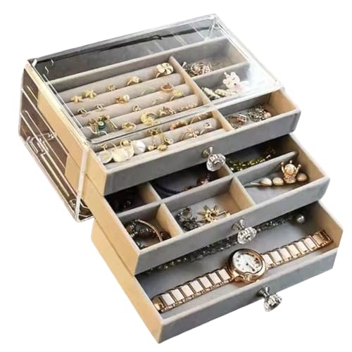 Estuche apilable para joyas con terciopelo suave, caja de almacenamiento interior para pulseras y accesorios, organizador de joyas