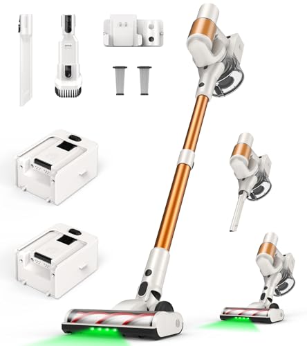 Image of Cordless Vacuum Cleaner, 2 Batteries 110 Mins Runtime, 580W 48KPA Stick Vacuum with Self-Standing, Tangle-Free Brush, LED Display, Vacuum Cleaner for Home Hardwood Floor, Carpet, Pet Hair