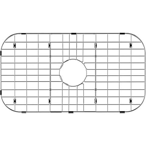SANNO Kitchen Sink Protectors Gird, 26" L X 14" Sink Protector Grid for Kitchen Sink Rack Bottom Grid Centered Drain Hole with Corner Radius, 304 Stainless Steel Cover
