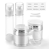 Bubimon 7 Pack Airless Pump Jars, 1.7oz/50ml Cosmetic Containers, Leak Proof Refillable, Cream Jar, Vacuum Bottle for Cream Lotion, Toiletries, Shampoo, Body Wash