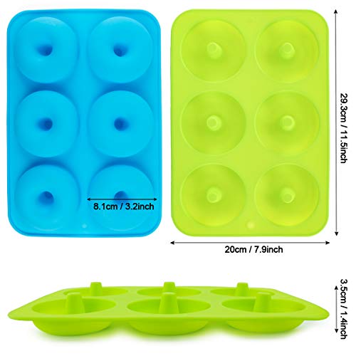 BAKHUK Donut Pan, Silicone Donut Mold, 2 Pcak Non-Stick Mold for 6 Full-Size Donuts, Bagels and More