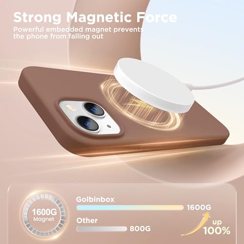 Image of GolbinBox Magnetic for iPhone 13 /14 Case, Silicone Cover, Brown