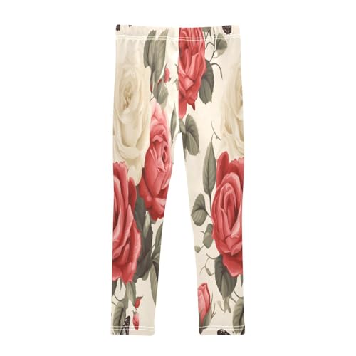 Toddler Girls Leggings Printed Yoga Pants Leggings Butterfly White Rose for Kids2