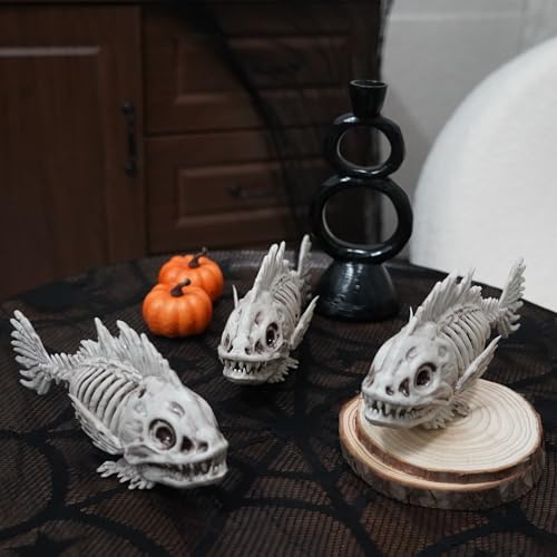 41+SHrX+fTL._AC_ NEROSUN Halloween Fish Skeleton Decorations, 3 Pieces 10 Inch Animal Skeleton Plastic Realistic Bones Herringbone Prop for Haunted House Halloween Party Decoration