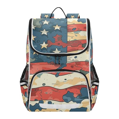 Mochila bolso escolar infantil retro con diseño de estrellas y rayas