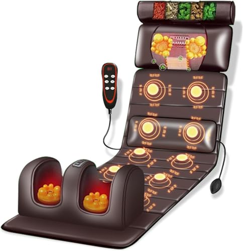Full Body Massage Mat with Heat Kneading & Vibration - 10 Motors Detachable Leg Support for Home & Office | Neck Back Leg & Foot Pain Relief