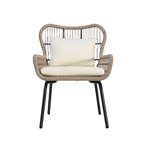 Christopher-Knight-Home-Karen-Outdoor-Club-Chairs-Steel-and-Rope-Water-Resistant-Cushions-Boho-Brown-and-Beige-Set-of-2 Christopher Knight Home Karen Outdoor Club Chairs Steel and Rope Water Resistant Cushions Boho Brown and Beige Set of 2
