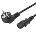 Produktbild TPFNet Netzkabel Schukostecker Abgewinkelt an Kaltgerätebuchse Stromkabel mit Schutzkontakt - 3m, Schwarz