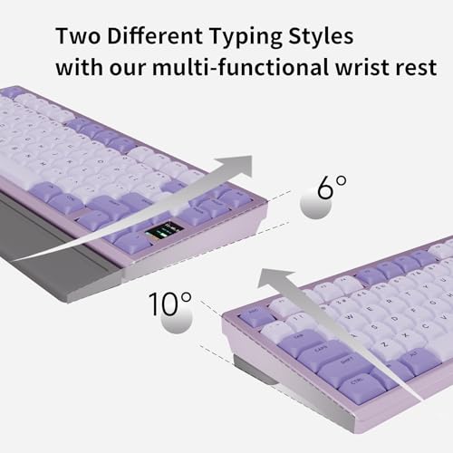 Image of Chilkey ND75 LP Low Profile Aluminum Mechanical Keyboard, 75 Percent Wireless Gaming Keyboard w /Screen, Tri-Mode, Quick Disassembly, RGB Backlit Keyboard for Laptop Office PC (Purple)