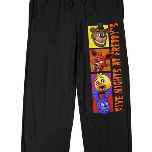 Five Nights at Freddy's Title and Characters Men's Black Sleep Pajama Pants2