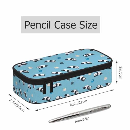 Image of Panda Pencil Case Funny Animal Cartoon Blue Pencil Bag Pouch Box Organizer for College School Students Boy Girl