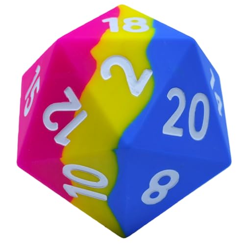 Dados de silicona de 20 caras de 55 mm, D20 gigante que rebota, suave y cómodo, rico en color, grande D20 para DND RPG, bar, pub, club, juegos de fiesta