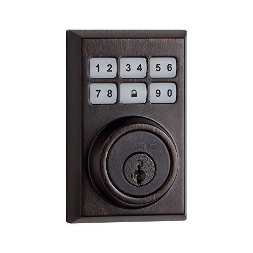 Kwikset 910 Z-Wave Contemporary SmartCode Electronic Touchpad Deadbolt, Featuring SmartKey in Venetian Bronze, Works with Alexa via SmartThings or Wink