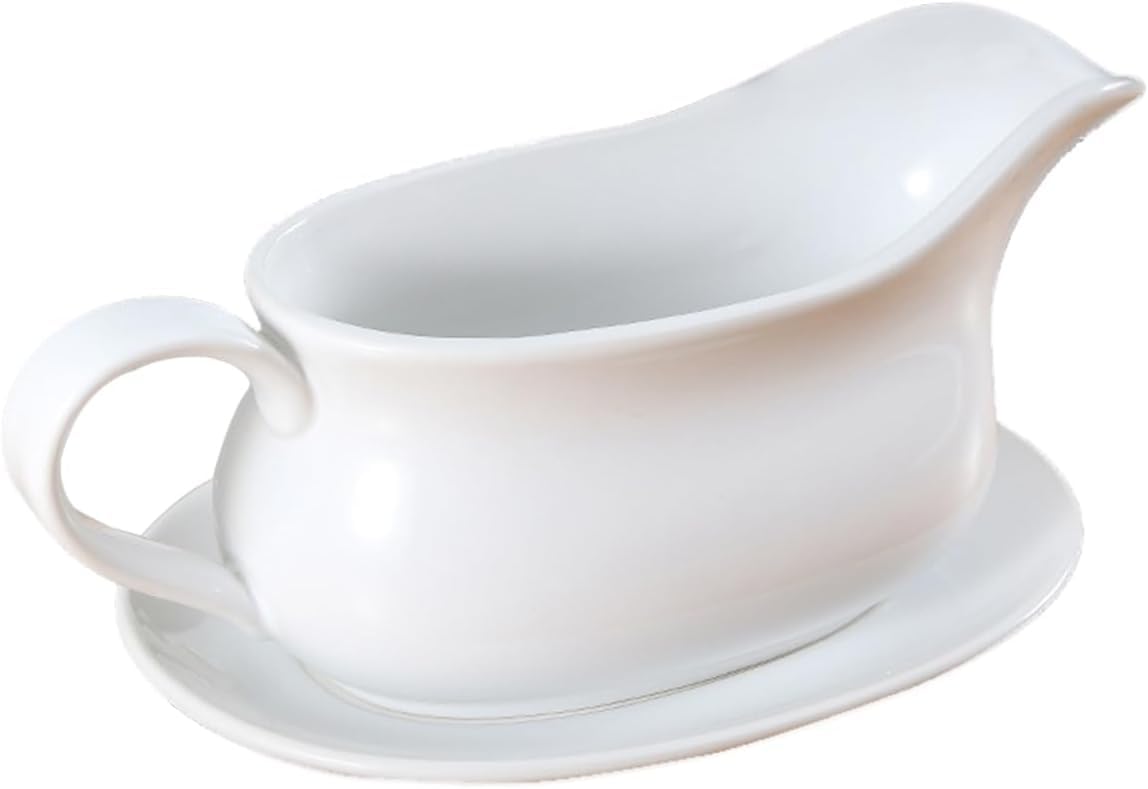 17oz Ceramic Gravy Boat with Saucer Stand