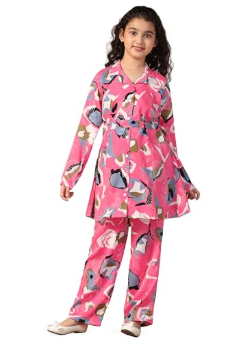 Image of Fashion Dream Girl's Rayon Abstract Printed Clothing Set|Co-ord Set|Casual Wear|Coordinate Outfit for Girls