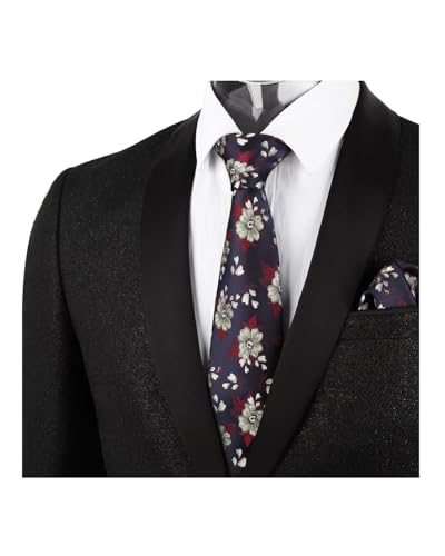 Image of Alizeal Mens 3.15'' Natural Flower Pattern Tie with Floral Pocket Square Set