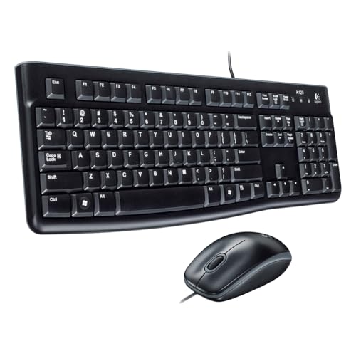 Logitech K120 Wired Keyboard for Windows, USB Plug-and-Play, Standard Size, Splash-Resistant, Curved Spacing Bar, Compatible with PC, Laptop,FRA AZERTY,B100...