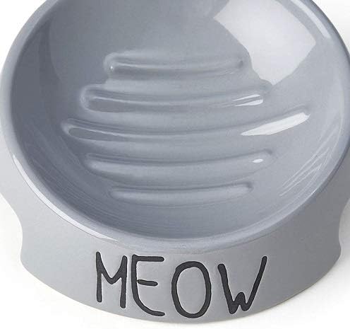 Miniatura 3 de PetRageous 17014 Meow - Cuenco de cerámica invertido en ángulo para gatos, apto para lavavajillas, 6 onzas, 4.25 pulgadas de diámetro, 2 pulgadas de