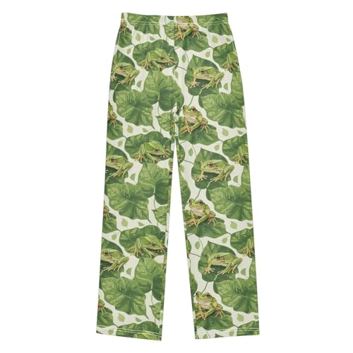Frog and Leaf Boys Long Pants Soft Trousers Elastic Waist Kids Lounge Bottoms with Pockets S-XL