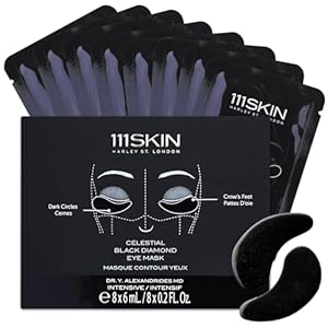 111SKIN Máscara de ojos Black Diamond, parches hidratantes debajo de los ojos para ojeras con retinol, ácido hialurónico y niacinamida, ayuda a levantar y reafirmar la apariencia de líneas finas y