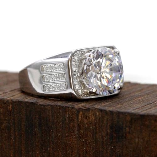 Men's 925 Sterling Silver Men's Silver Ring Set with CZ Cubic Zirconia Sparkling Simulated Diamond Ring Wedding/Engagement/Anniversary/Valentine's Day Promise Ring Size 6-134