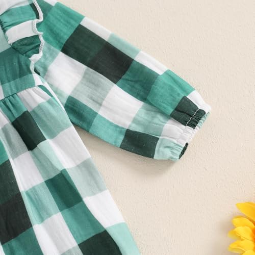 Bemeyourbbs Newborn Infant Baby Girl Romper Ruffle Long Sleeve Plaid Jumpsuit Cute One Piece Outfit Fall Clothes thumb #4
