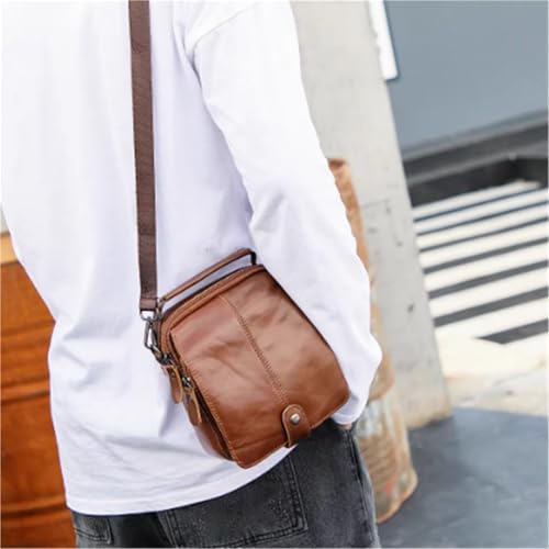 Men Messenger Bag, Leather, Vintage Shoulder Crossbody Purse, Waterproof, for Business Travel Work Outdoor, 7.48in 5
