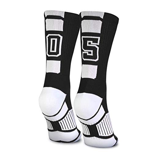 ChalkTalkSPORTS Custom Team Number Crew Socks | Athletic Socks Black | Choose Your Number, 05 Or 50 Team Number, 5