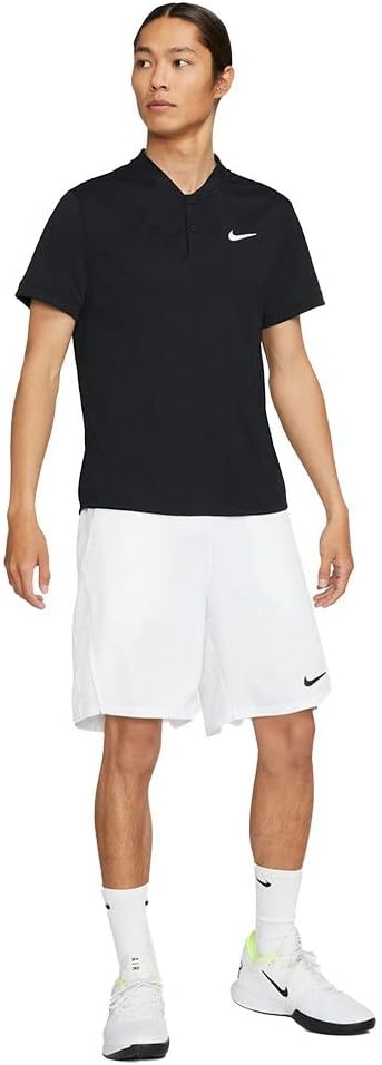Nike Mens Court Tennis 1/4 Button Polo Black M