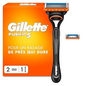Gillette Rasoir Homme Fusion 5, avec 2 Cartouches, Noir