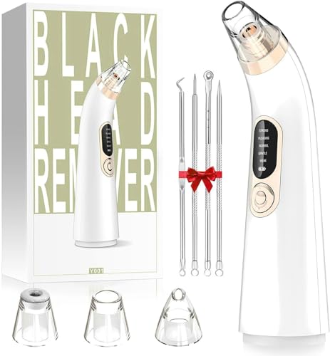 Extracteur de points noirs électrique pour nettoyer les pores du visage - Rechargeable par USB - Extracteur de points noirs - Outil d'aspiration sous vide avec 4 niveaux d'aspiration et 4 têtes