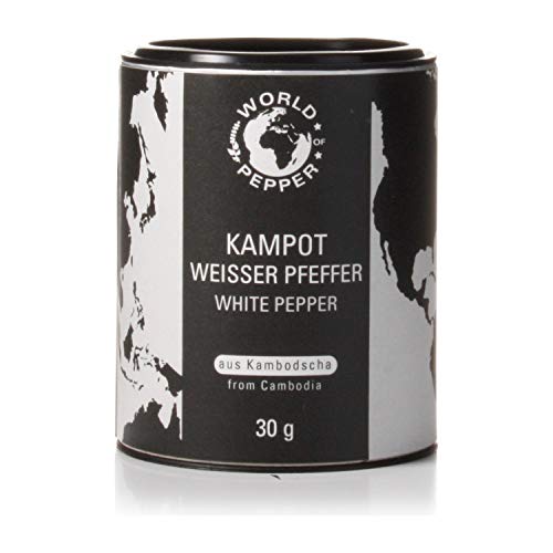 Echter weißer Kampot Pfeffer - World of Pepper - 30g - Exklusiver intensiver Pfeffer aus Kambodscha - Premium Qualität mit Zufriedenheitsgarantie Cover