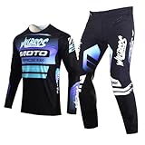 willbros motocross pantaloni in maglia completo mx enduro motorcycle jersey fuoristrada cross bmx mtb corse ciclismo uomini donne nero viola (jersey l pants 34)