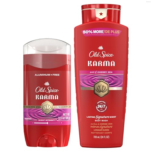Image of Old Spice Red Collection Antiperspirant Deodorant + Body Wash Bundle for Men, 24 /7 Odor Protection, 24 /7 Shower Fresh & Clean, Karma with Cherry Spice, Black Pepper, & Sandalwood Scent (Pack of 2)