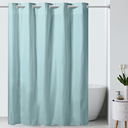 Hookless Embossed Microfiber Shower Curtain, 71 In X 74 In, Blue #TOP1
