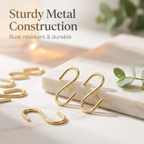 Starfa 60 PCS Small S Hooks for Hanging,1 Inch Mini Metal S Hooks,Gold — 사진 7