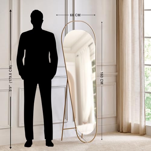 Image of Home Centre | Alchemy Metal Standing Mirror | Full Length Dresser Mirror | Gold | 1 Year Warranty