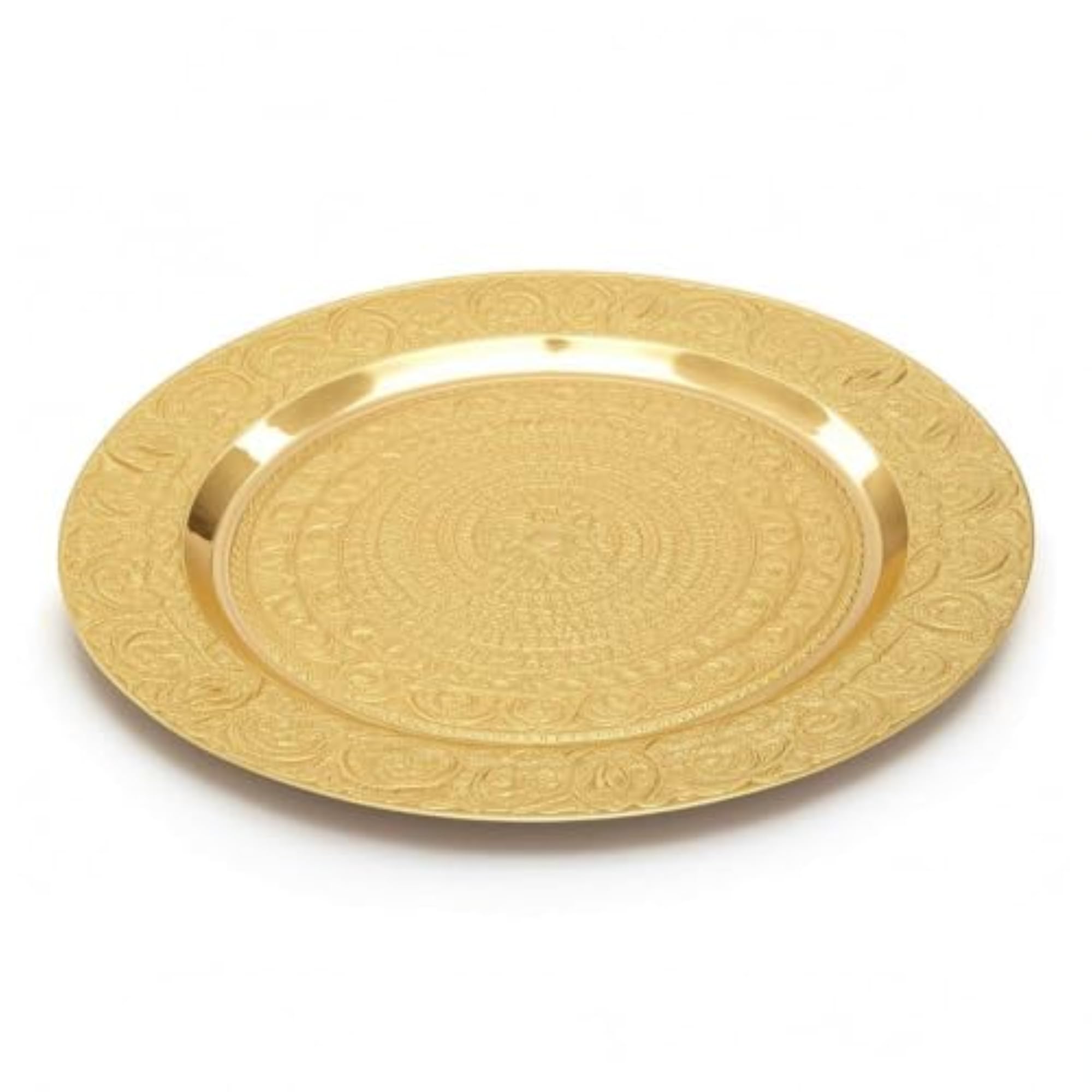 Embossed Round Decorative Tray, Ornamental Design